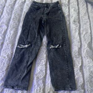 Distressed Black Denim Jeans